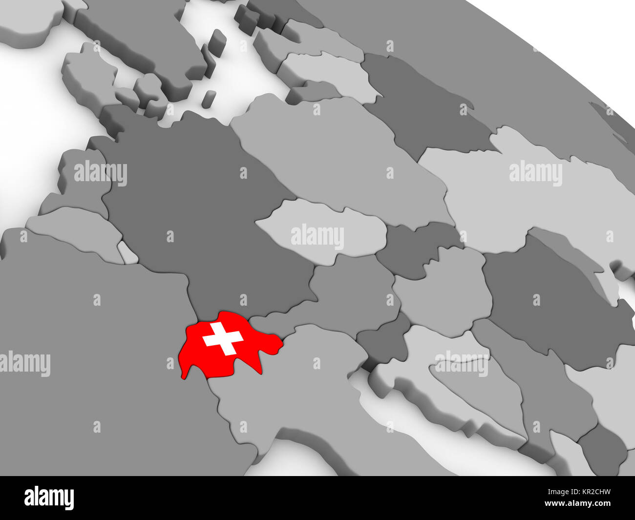 Schweiz auf Weltkugel mit Fahne Stockfotografie - Alamy