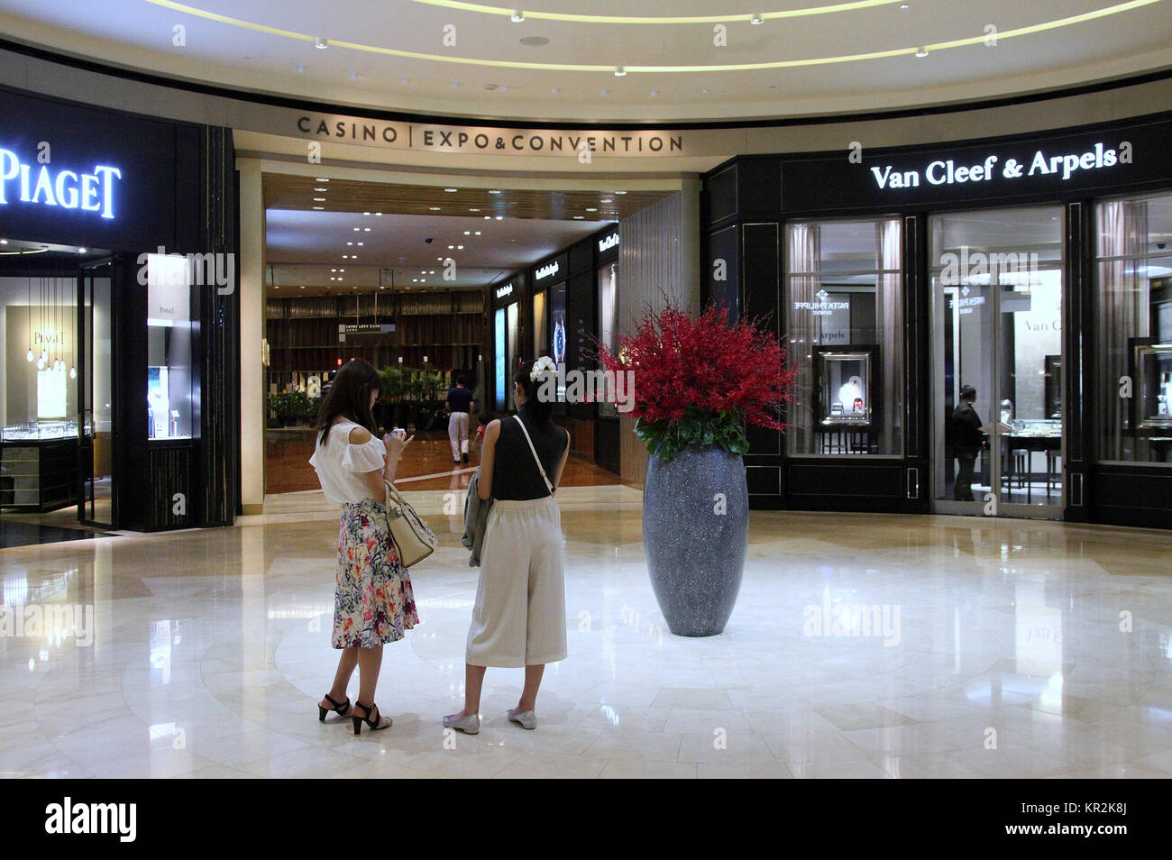 Die Geschï¿½te an der Marina Bay Sands Hotel in Singapur Stockfoto