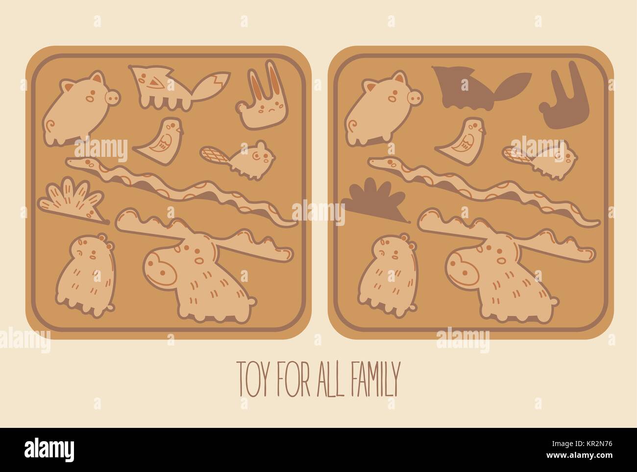 Elemente für Holz Stapel balance Spiel im Quadrat Stock Vektor