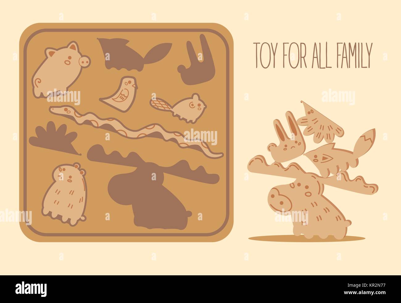 Hölzernen Turm balance Spielzeug für Kinder. Holz Spiel Stock Vektor