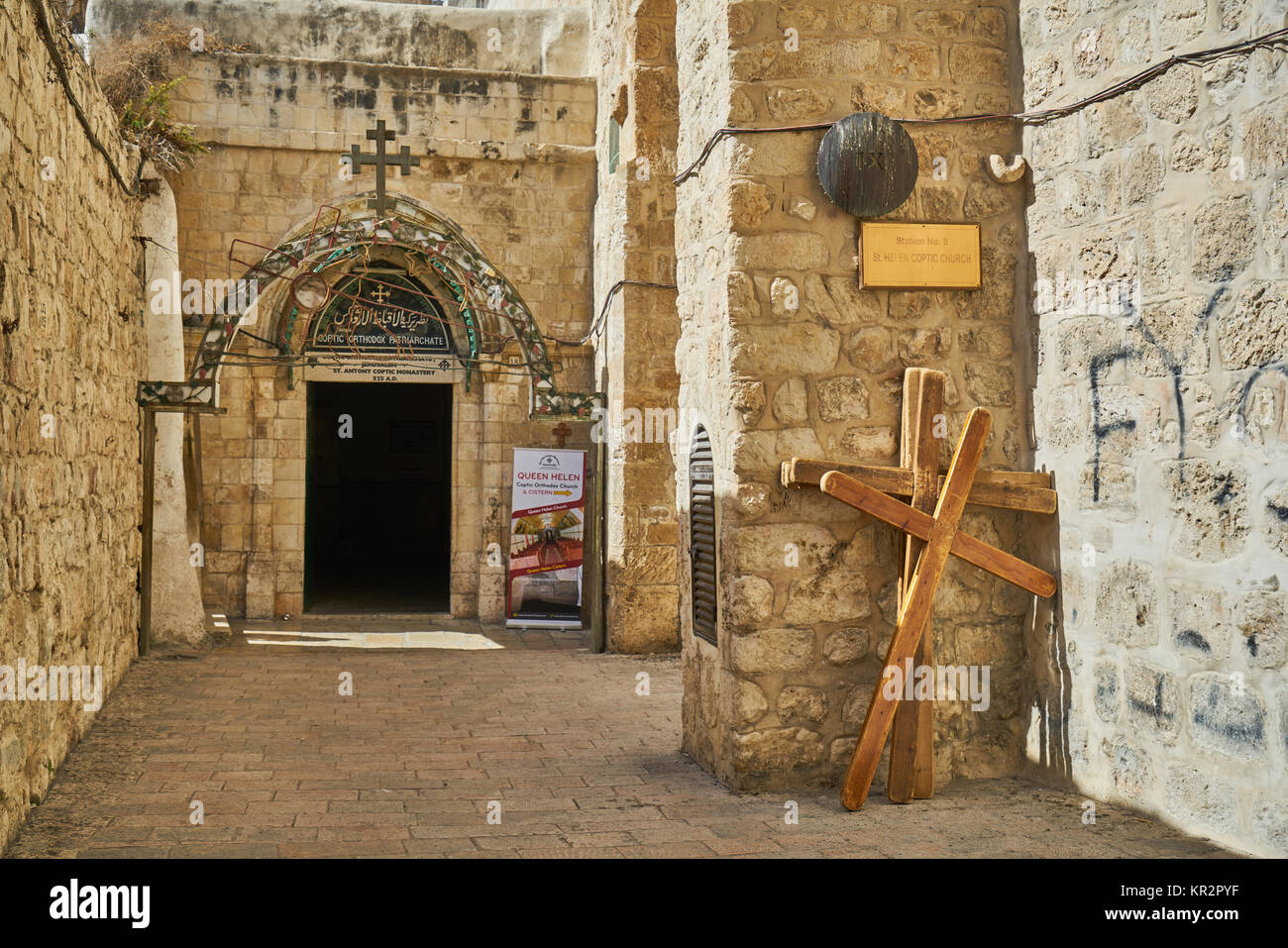 Hölzerne Kreuze auf der Via Dolorosa, das ist ein heiliger Ort für alle Christen in der Welt, in der Altstadt von Heiligen Land Jerusalem entfernt Stockfoto