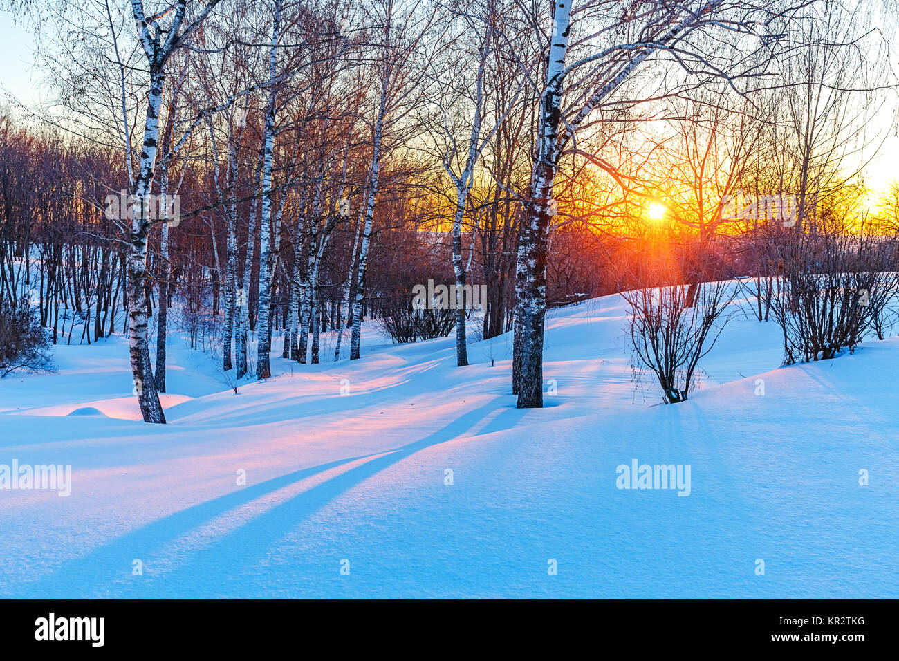Bunte Winter Sonnenuntergang Stockfoto