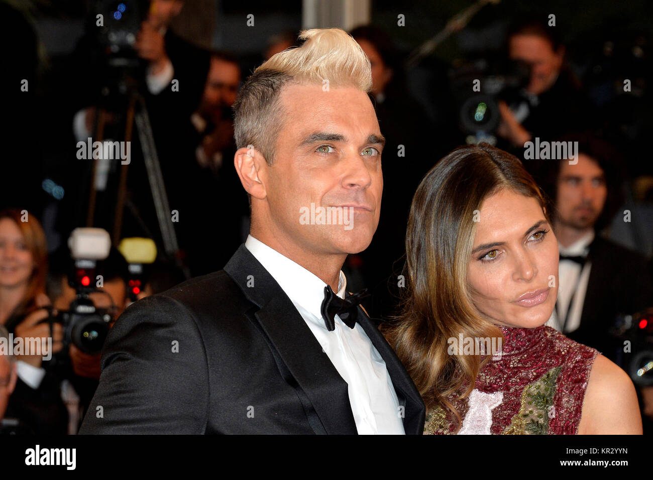 68Th Edition des Cannes Film Festival am 2015/05/18: Roter Teppich für den amerikanischen Film "Das Meer der Bäume". Amerikanische Sänger Robbie Williams und seine w Stockfoto