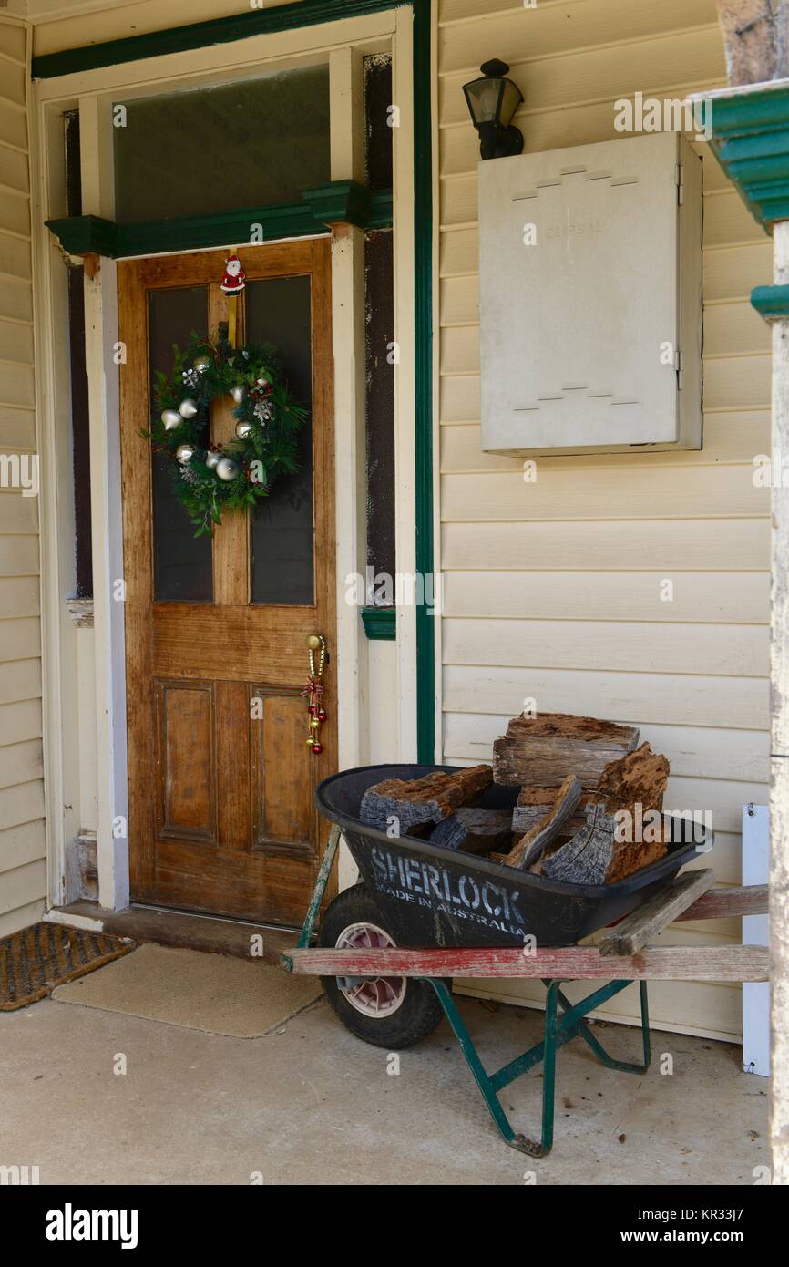 Traditionelle australische Wohnungen für Weihnachten in Tasmanien, Australien eingerichtet. Stockfoto