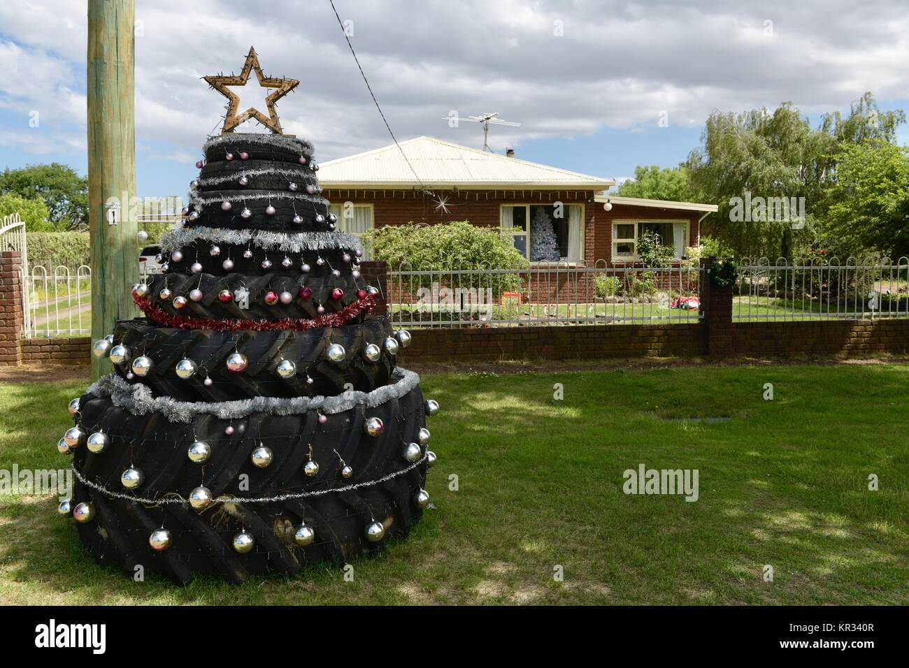 Traditionelle australische Wohnungen für Weihnachten in Tasmanien, Australien eingerichtet. Stockfoto