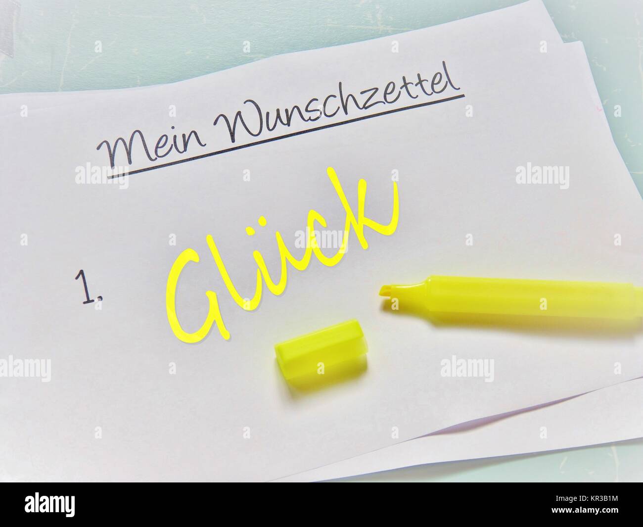 Mein Merkzettel - Glück Stockfoto