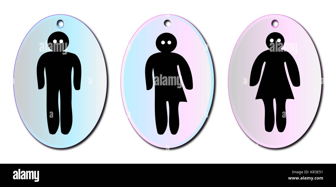 Drei WC Schilder Stockfoto