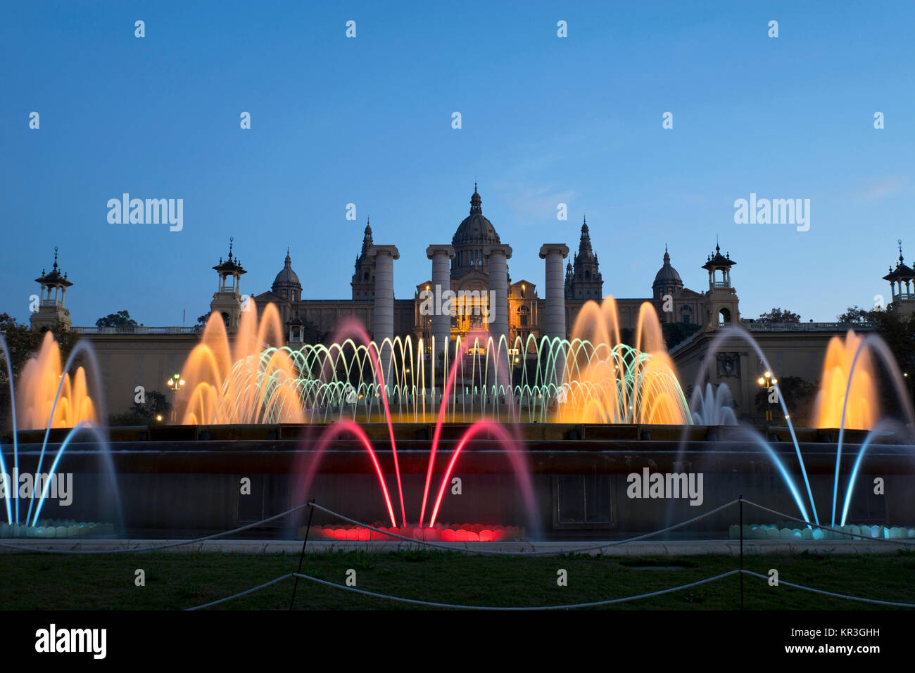 Magische Brunnen von Montjuïc Stockfoto