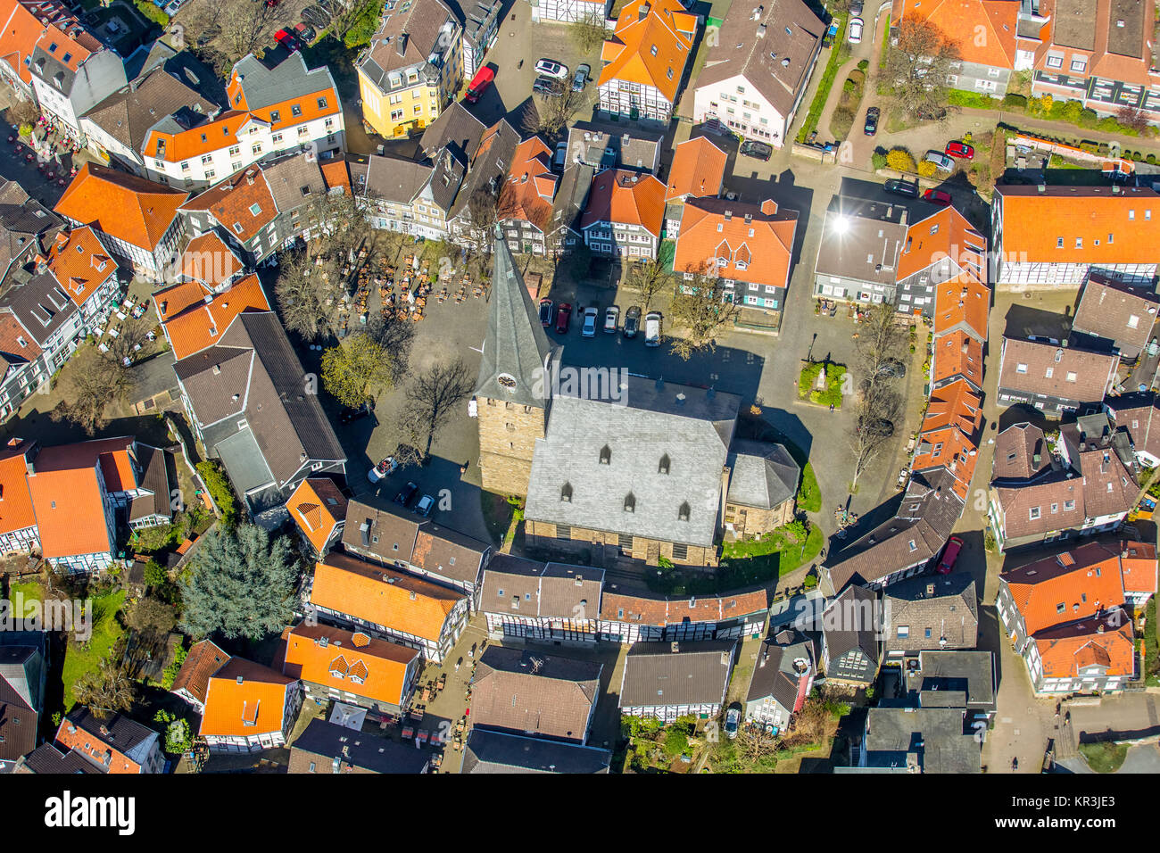 Der St. Georg Kirche, Kirchplatz, Altstadt Hattingen, historische ...
