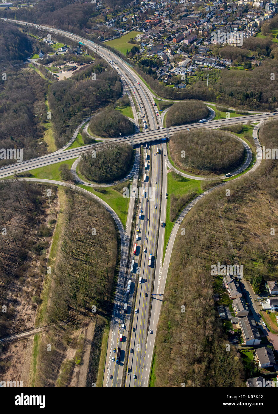 Hagen Kreuzung, Autobahn A45 und A46, Hagen, Ruhrgebiet, Nordrhein-Westfalen, Deutschland, Hagen, Ruhrgebiet, Nordrhein-Westfalen, Deutschland Stockfoto