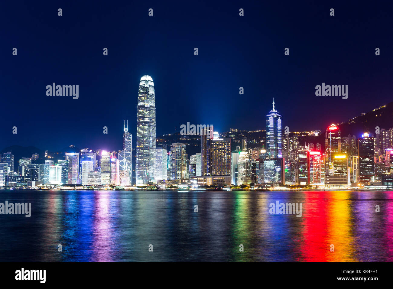 Hong Kong Skyline bei Nacht Stockfoto