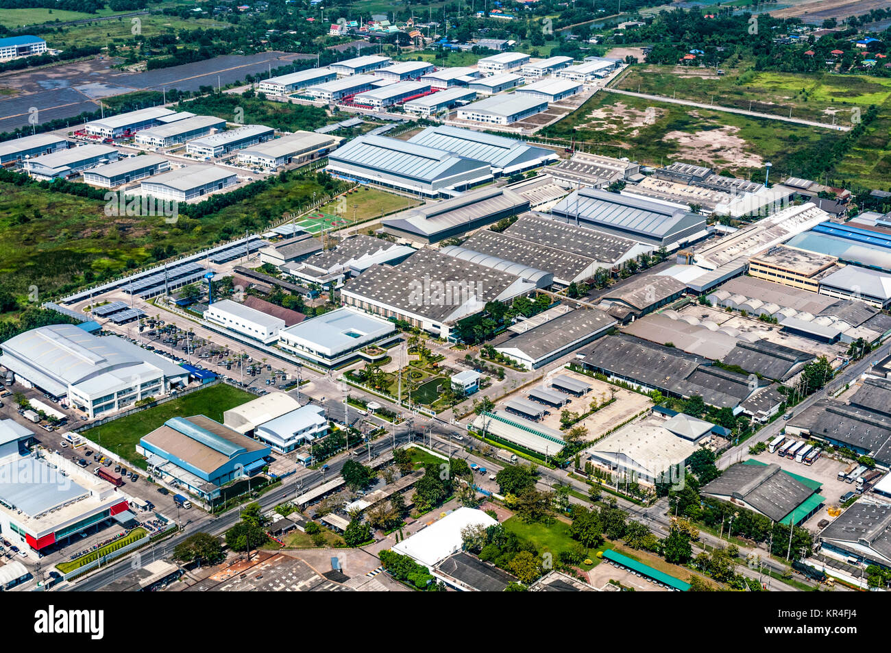 Industrial Estate Land Entwicklung Konstruktion Luftaufnahme Stockfoto