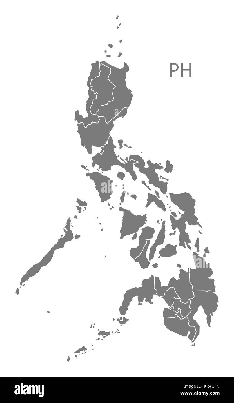 Philippinen Regionen Karte grau Stockfoto