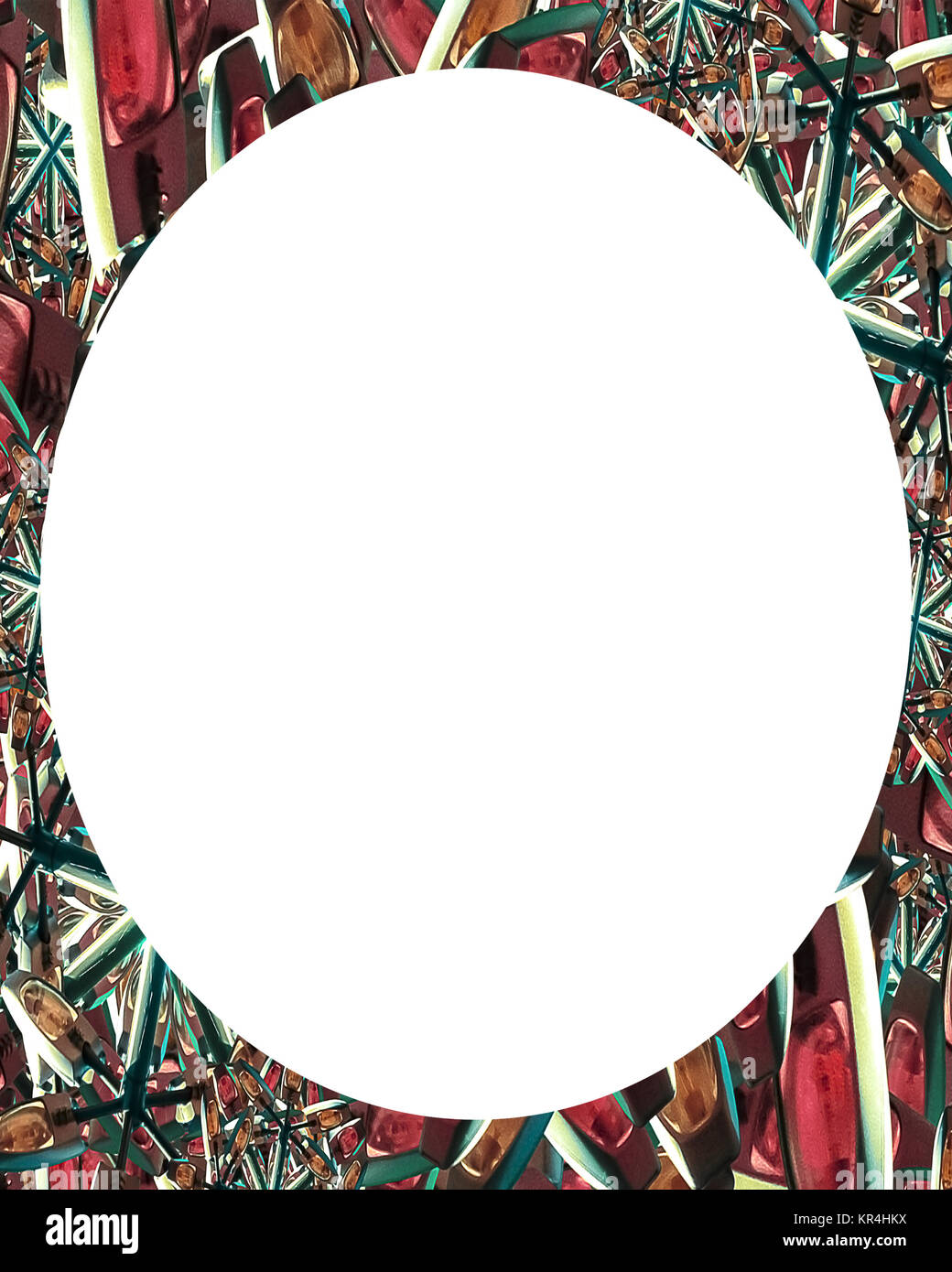 Kreis weißer Hintergrund mit verzierten Runde Grenzen Stockfoto