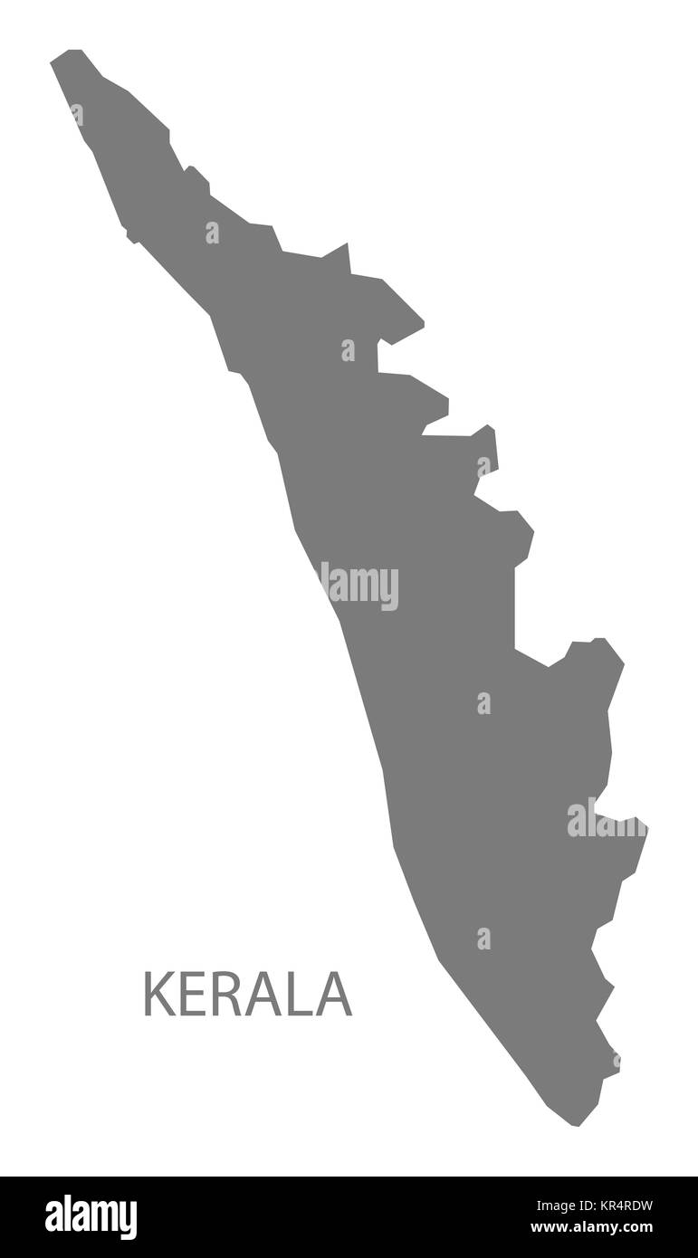 Kerala Indien Karte grau Stockfoto