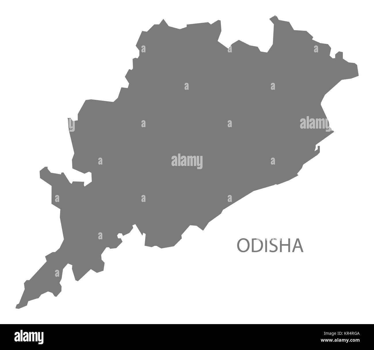 Odisha Indien Karte grau Stockfoto