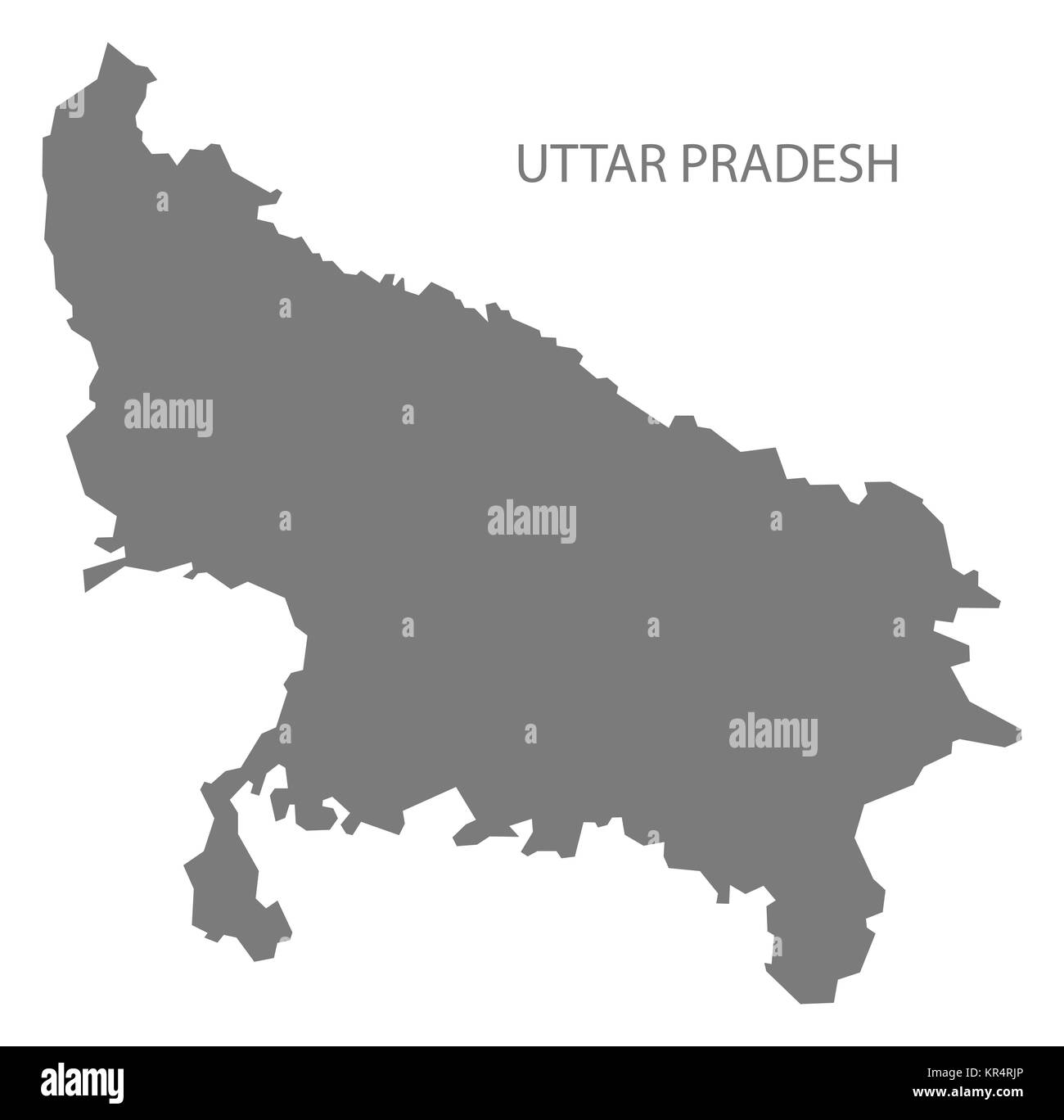 Uttar Pradesh Indien Karte grau Stockfoto