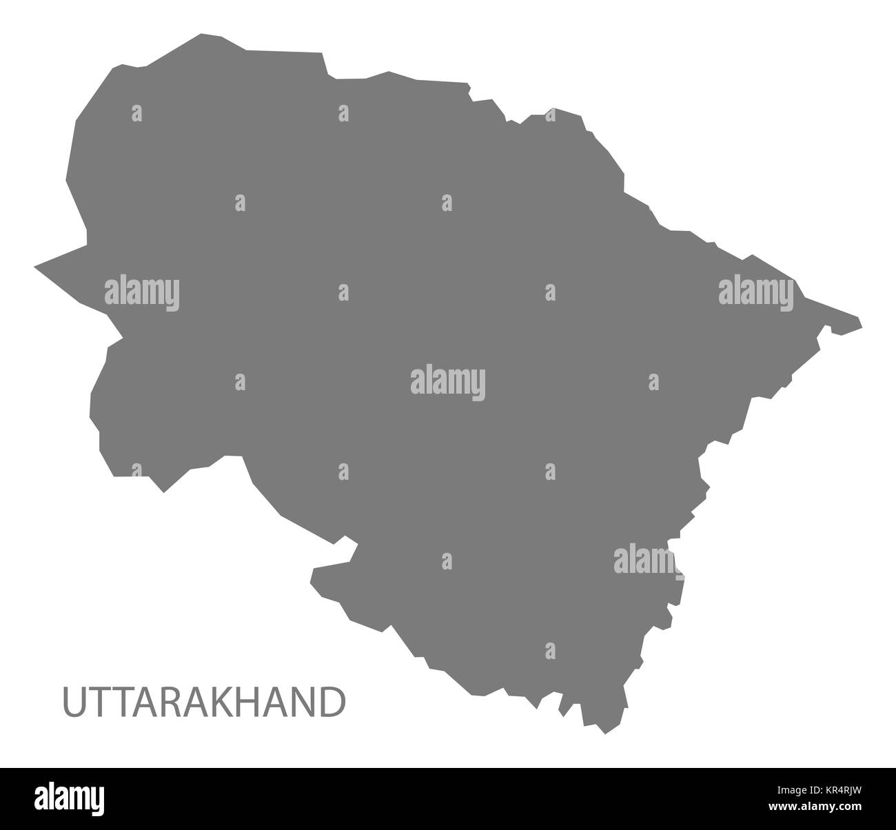 Uttarakhand Indien Karte grau Stockfoto