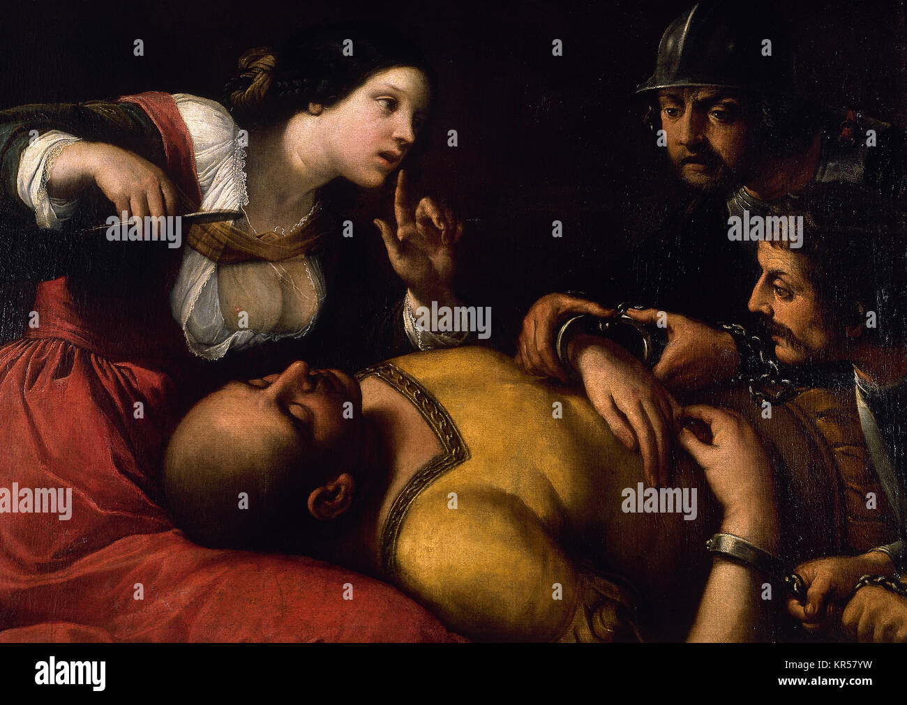 Caravaggio (1571-1610). Italienischer Maler. Barock. Samsom und Delihah. Öl con canva. 17. Jahrhundert. Krankenhaus von Tavera, Toledo. Die Region Kastilien-La Mancha. Spanien. Stockfoto