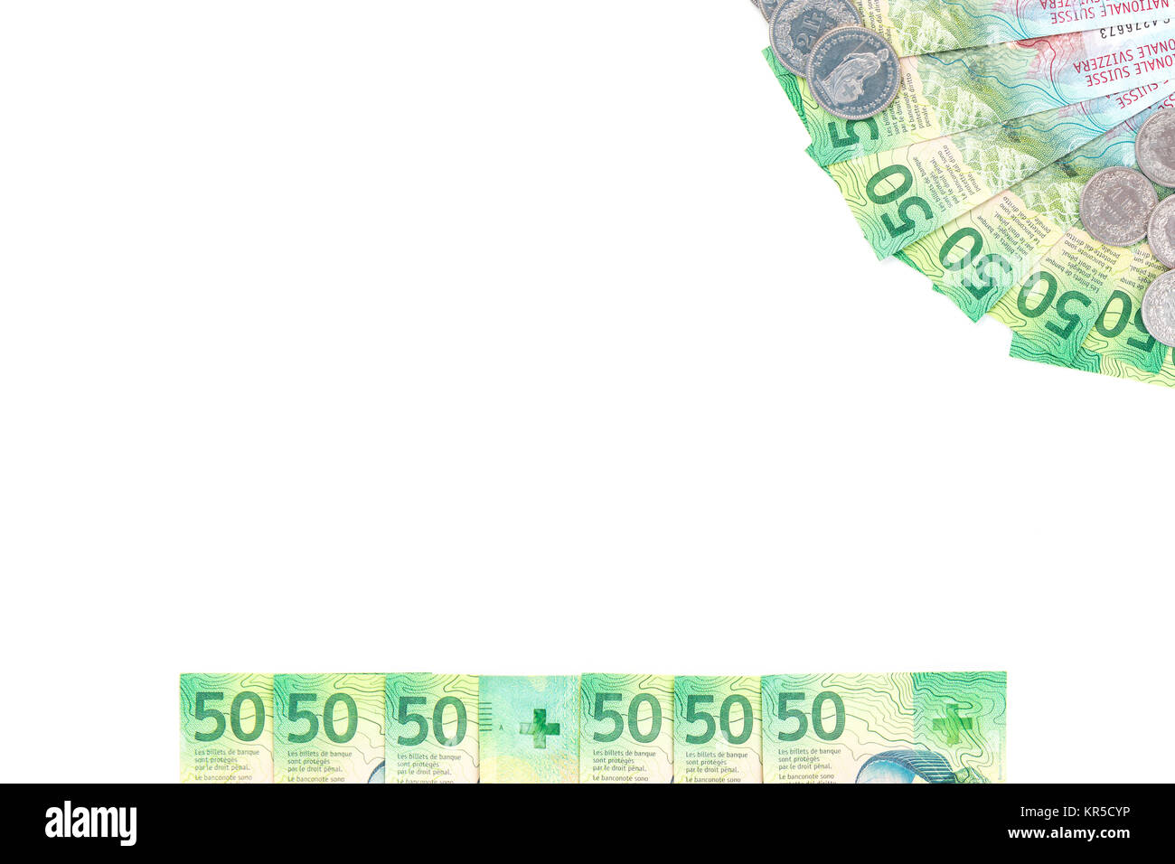 Schweizer Franken Geld, neue 50 Banknoten. Text bereit, Hintergrund oder Tapeten. Stockfoto