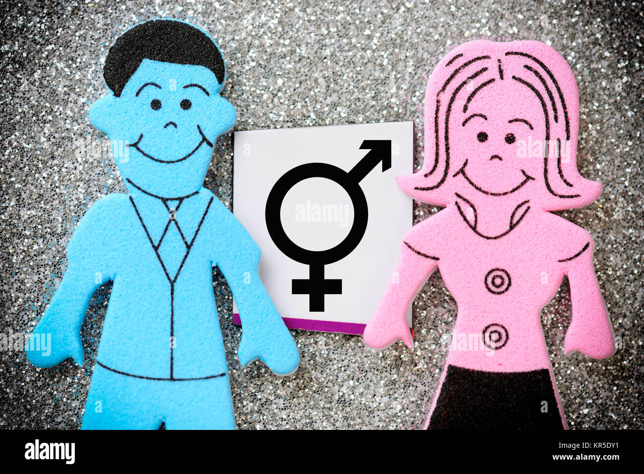 Figuren von Mann und Frau mit Intersexuellem Geschlecht Zeichen