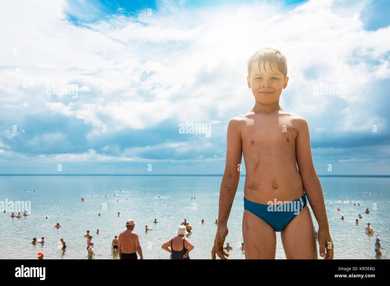 Baby Boy Am Strand Stockfotografie Alamy
