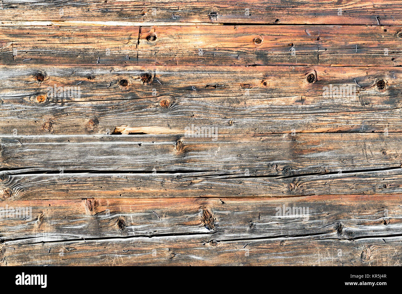 Alte natürliche braune Hütte Holz Wand. Holz- strukturierten Hintergrund Muster. Stockfoto