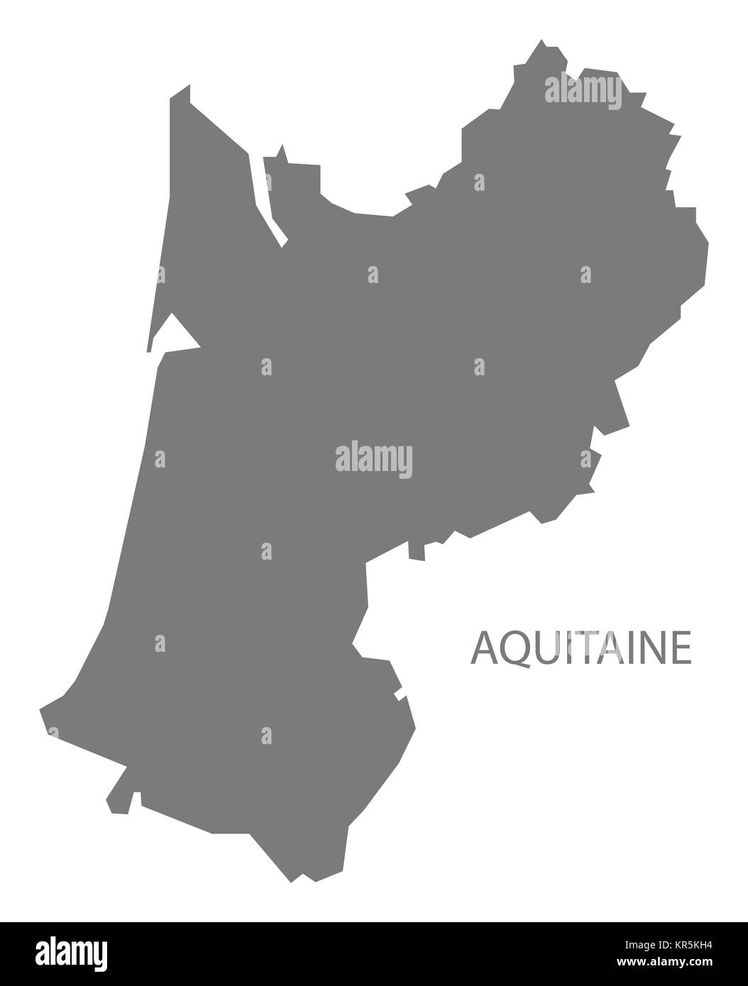 Aquitaine Frankreich Karte grau Stockfoto