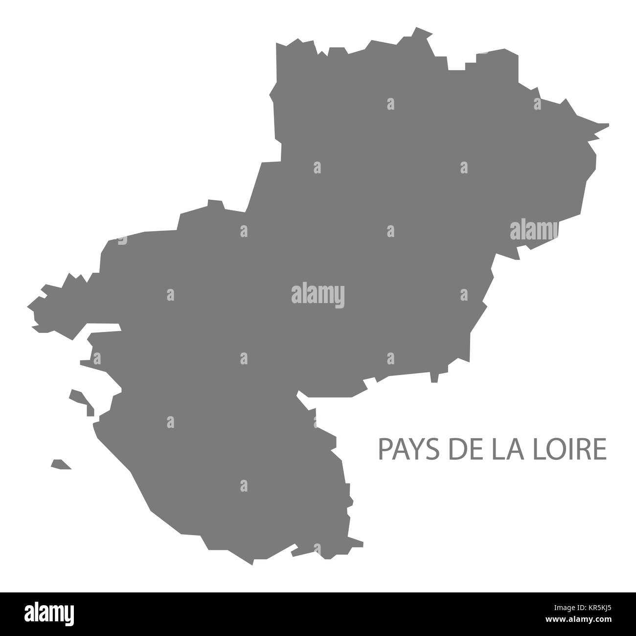 Pays De La Loire Frankreich Karte grau Stockfoto