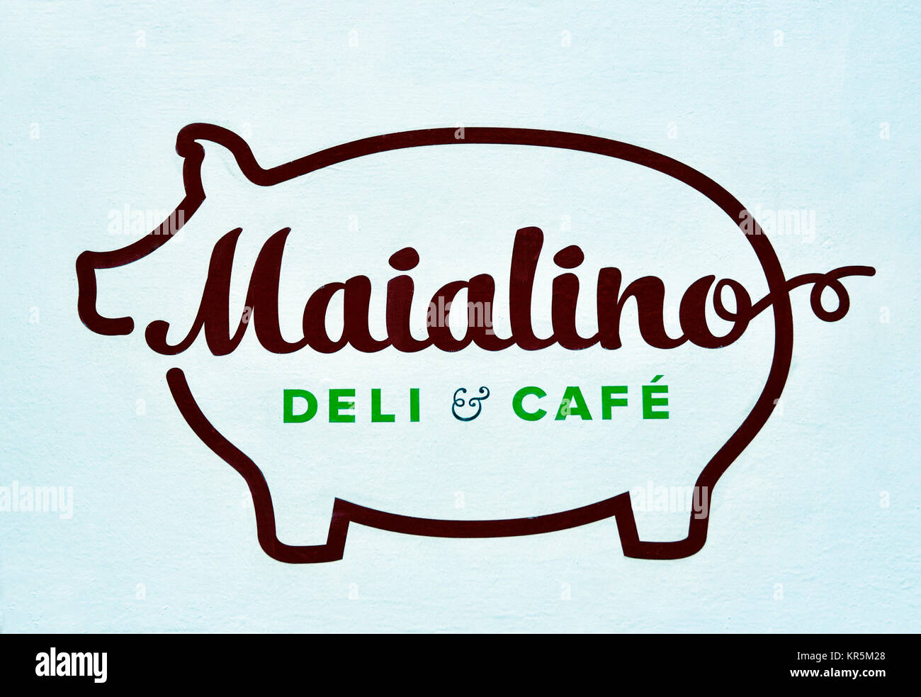 Schwein Logo. Maialino Deli und ein Café. William Street, Edinburgh, Schottland, Großbritannien, Europa. Stockfoto