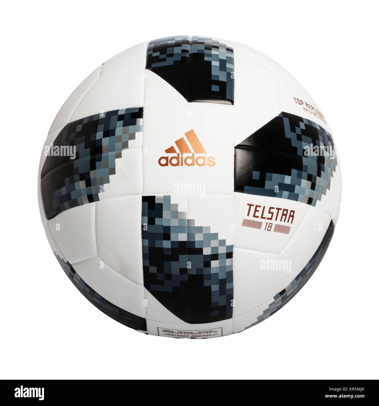 Die Adidas Telstar 2018 World Cup replica Fußball auf weißem Hintergrund Stockfoto
