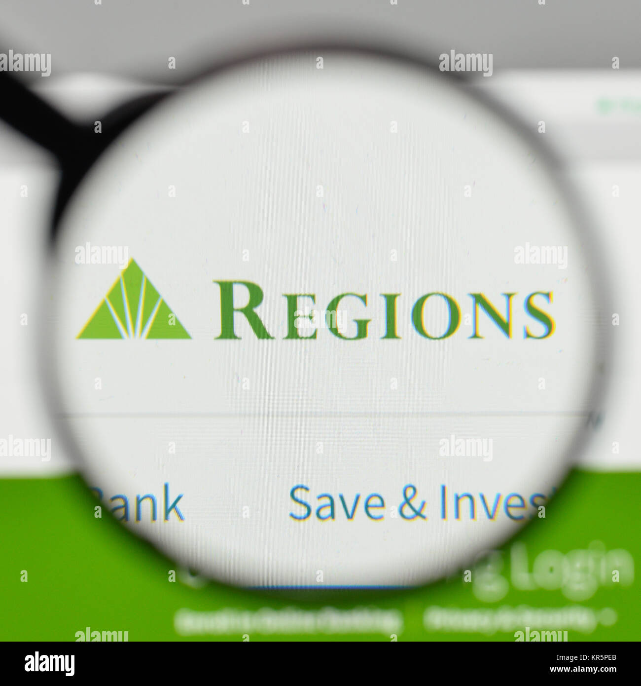 Mailand, Italien - 1. November 2017: Regionen finanzielle Logo auf der Homepage. Stockfoto Mailand, Italien - 1. November 2017: Regionen finanzielle Logo auf der Homepage. Stockfoto