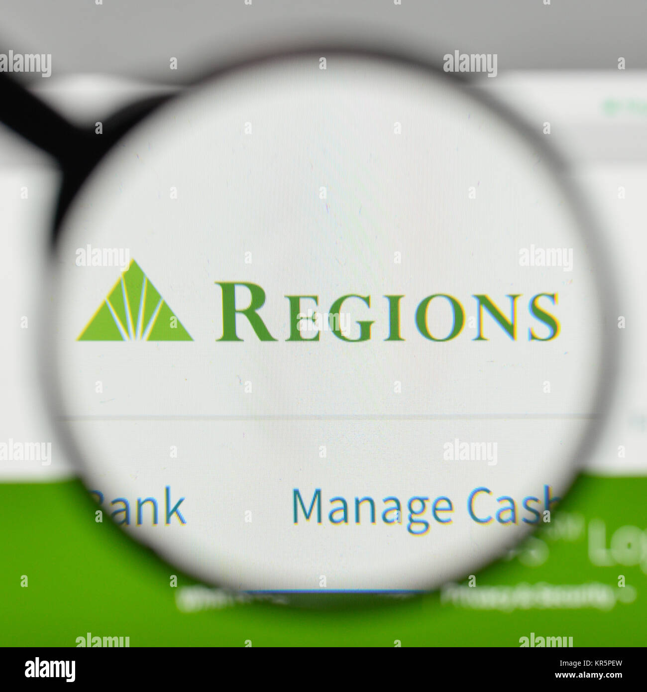 Mailand, Italien - 1. November 2017: Regionen finanzielle Logo auf der Homepage. Stockfoto Mailand, Italien - 1. November 2017: Regionen finanzielle Logo auf der Homepage. Stockfoto