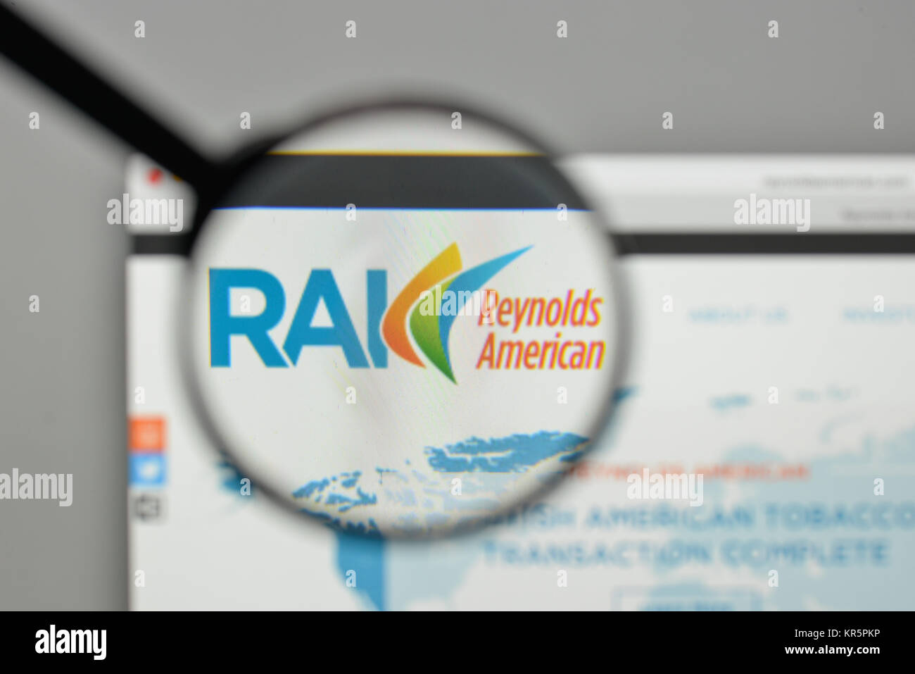 Mailand, Italien - 1. November 2017: Reynolds American Logo auf der Homepage. Stockfoto