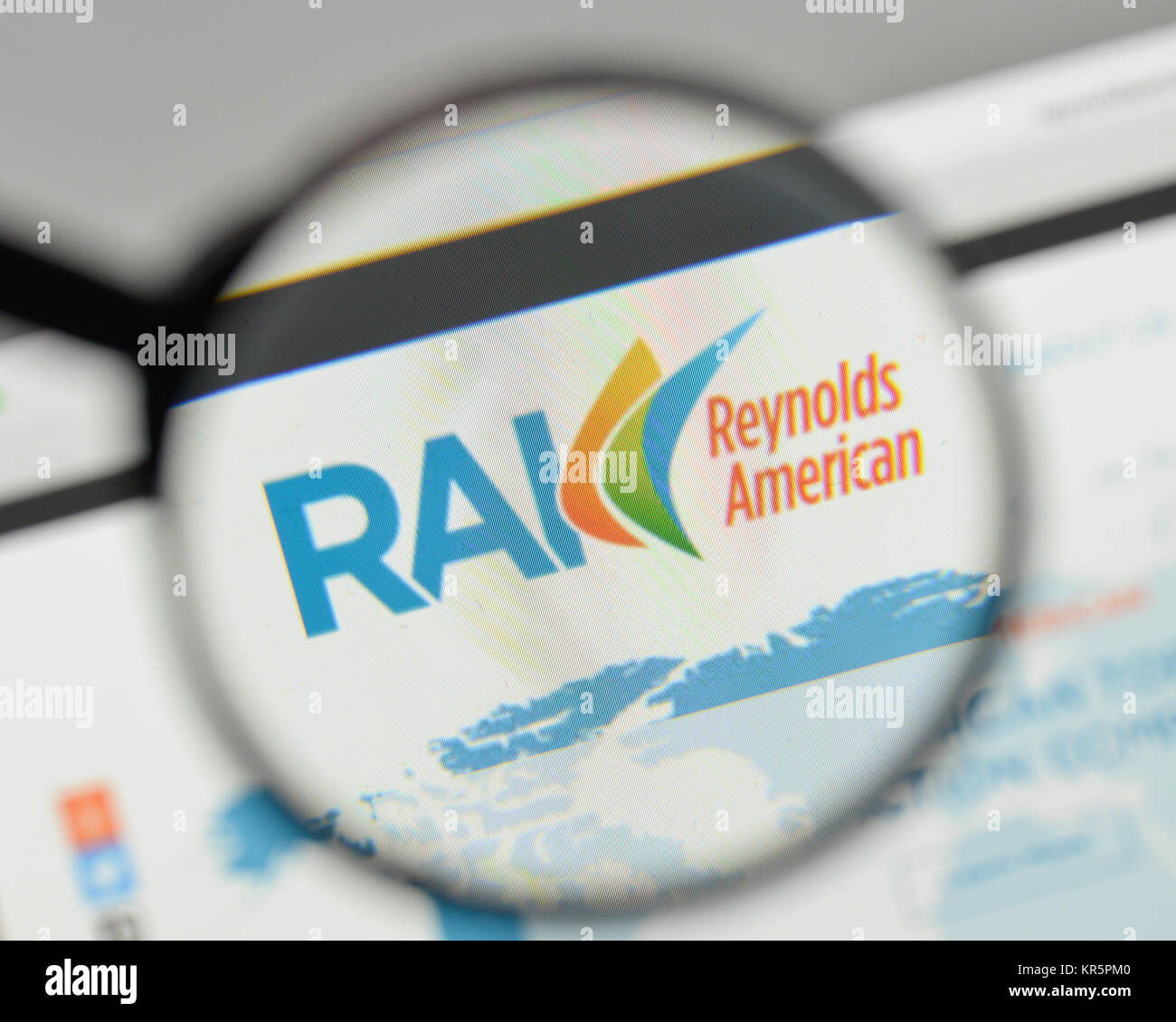 Mailand, Italien - 1. November 2017: Reynolds American Logo auf der Homepage. Stockfoto