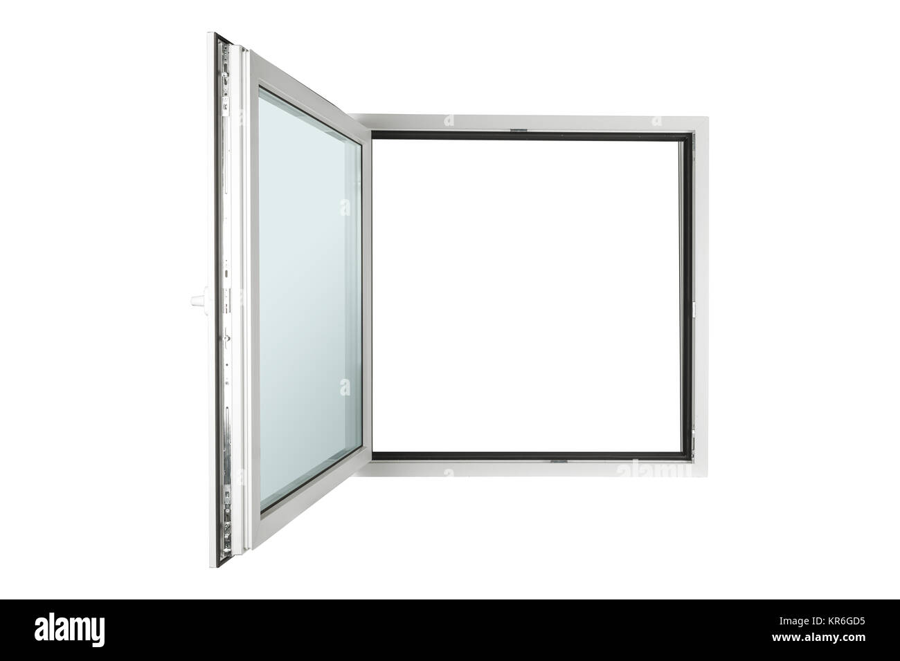 Fenster aus PVC isoliert auf weißem Stockfoto