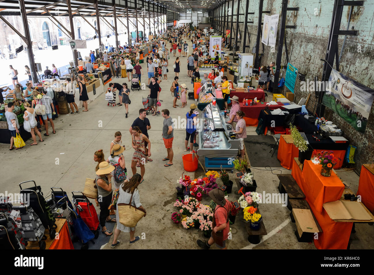 Carriageworks Farmers Market in der Vorstadt Eveleigh, Sydney, New South Wales, Australien Stockfoto