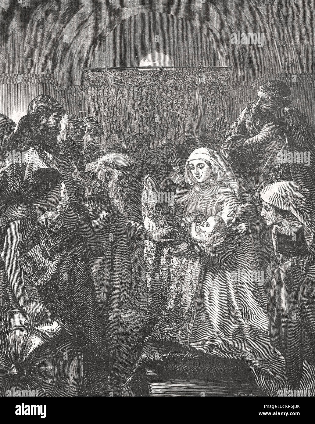 Edward I, präsentiert seinen Sohn auf die Walisische, Caernarfon Castle, 1284 Stockfoto