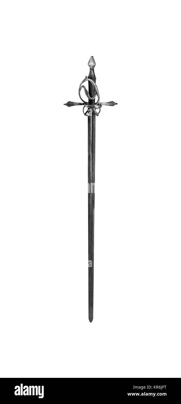 Knight's Schwert isoliert auf weißem Hintergrund. Stockfoto
