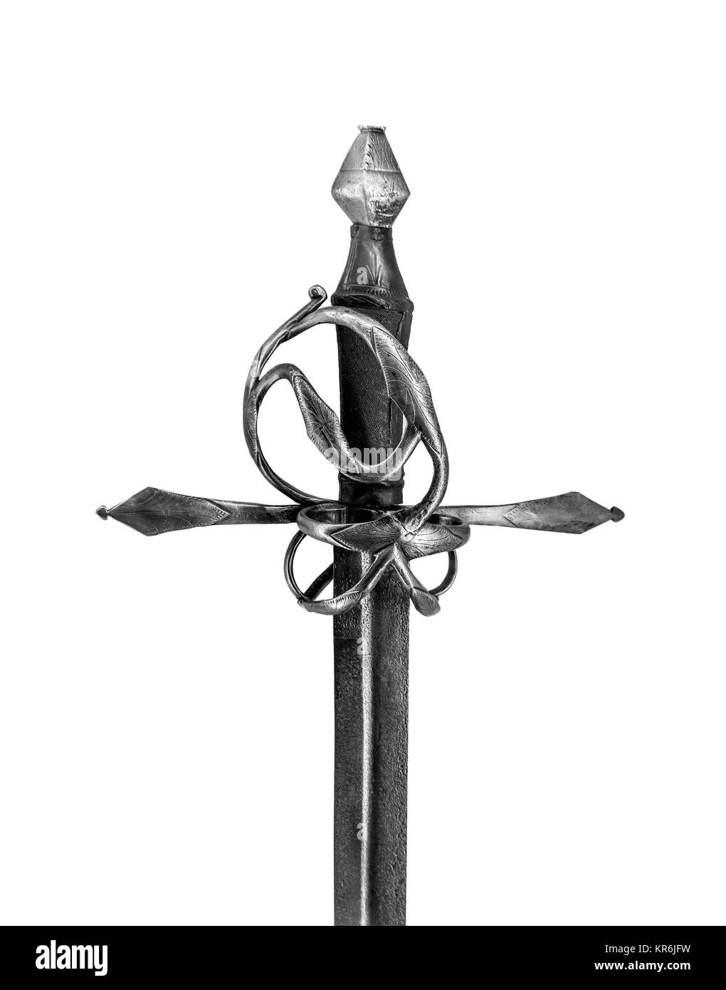 Knight's Schwert isoliert auf weißem Hintergrund. Stockfoto