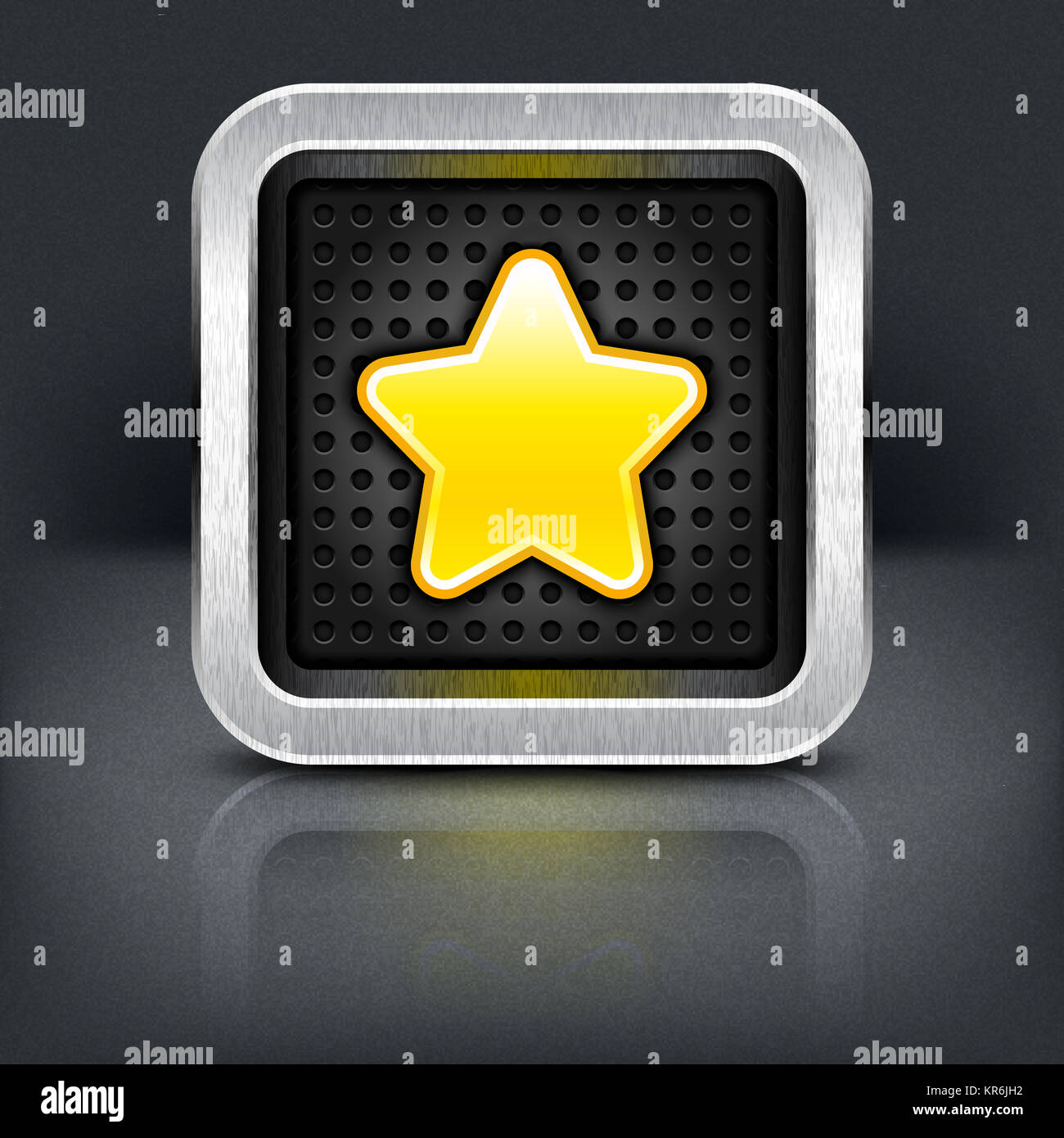 Gelb Gold Star Icon mit Chrom Metallrahmen Stockfoto