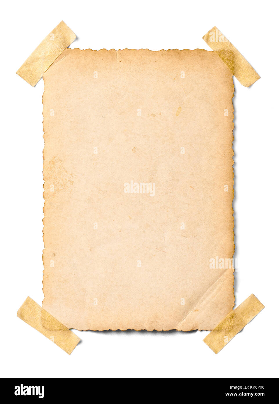 Nahaufnahme der Ein altes Foto auf weißem Hintergrund Stockfoto