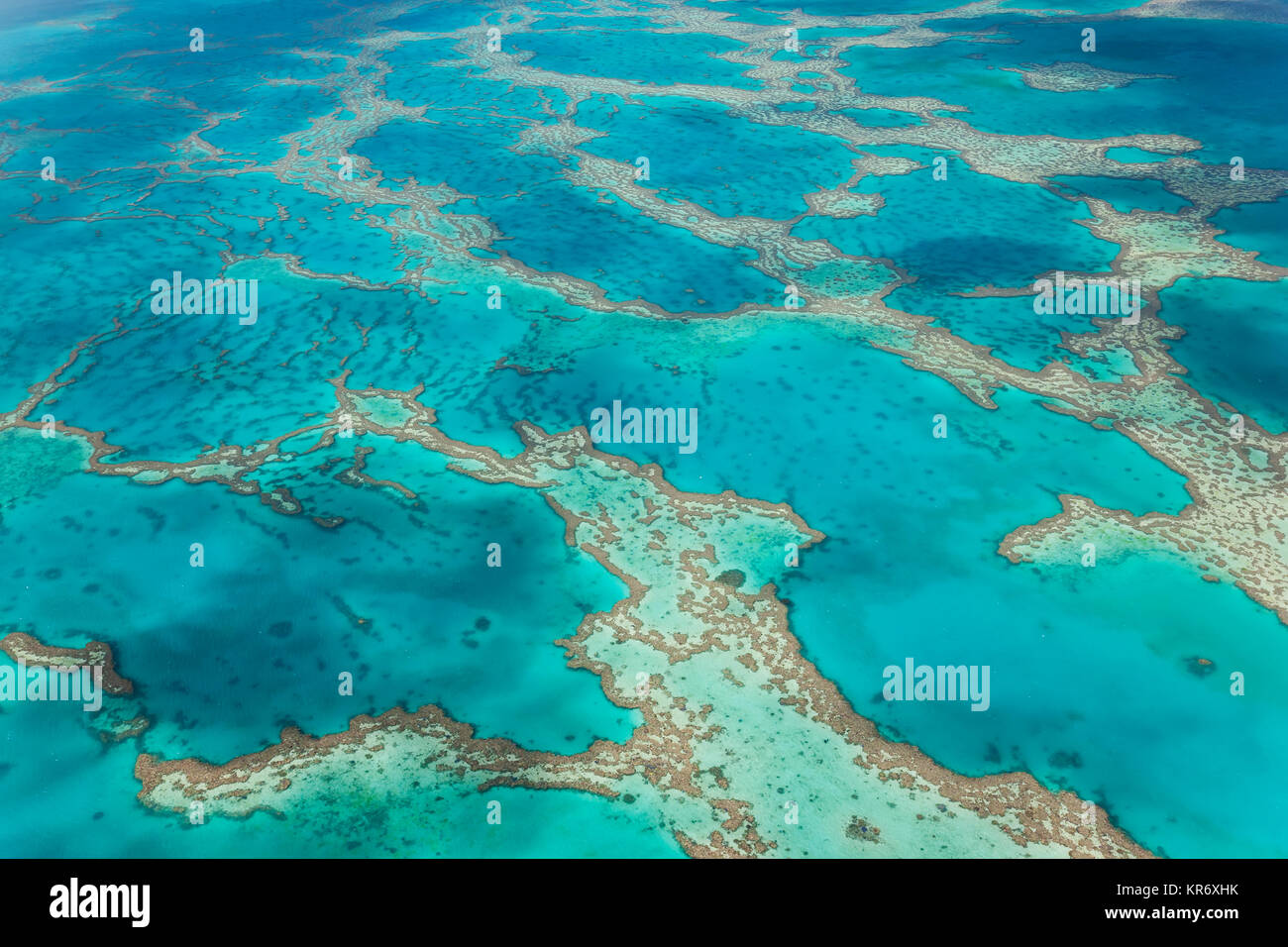 Luftaufnahme von Turquoise Reef in den Pazifischen Ozean. Stockfoto