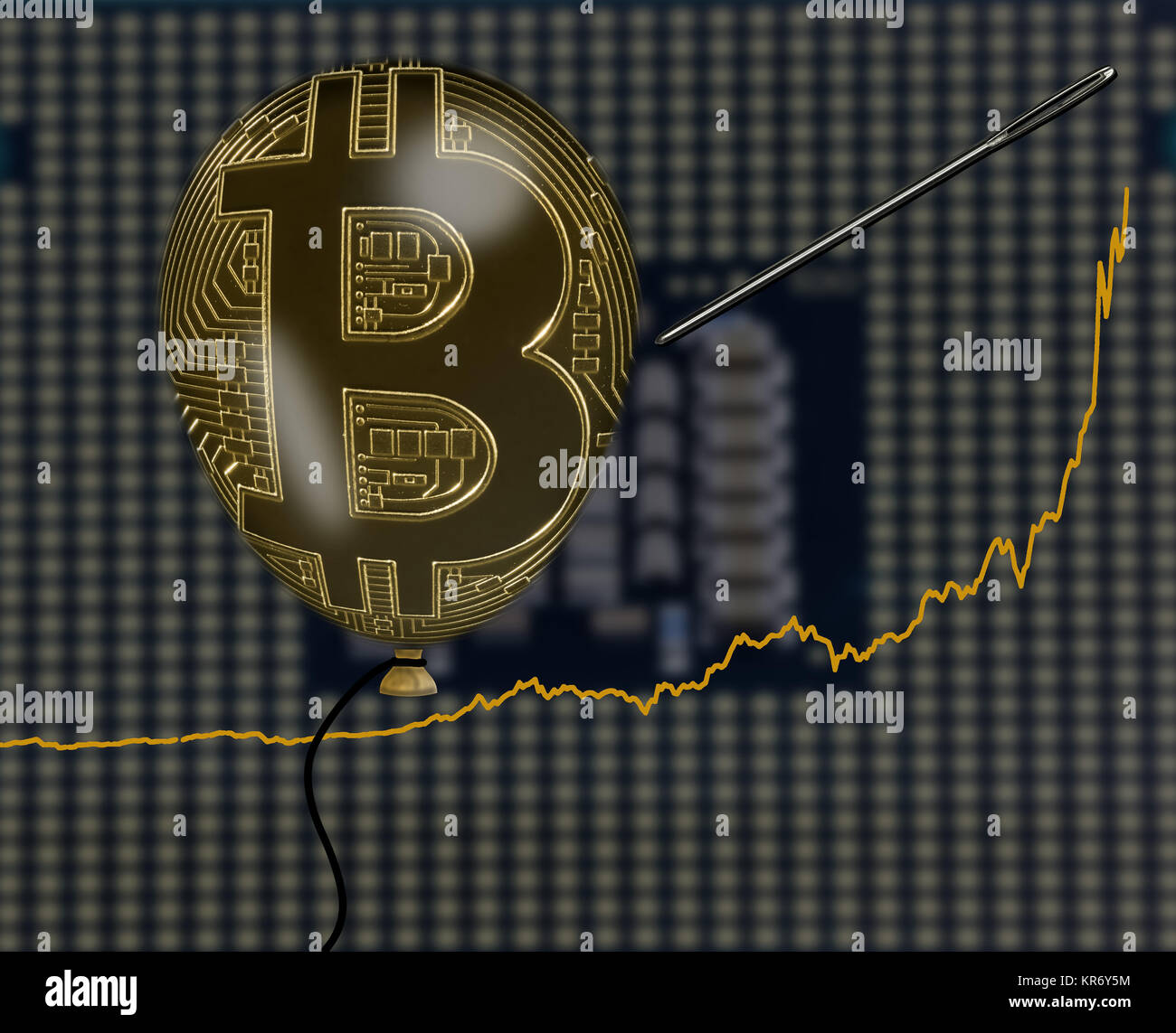 Abbildung: bitcoin Preis bubble mit Ballon Stockfoto