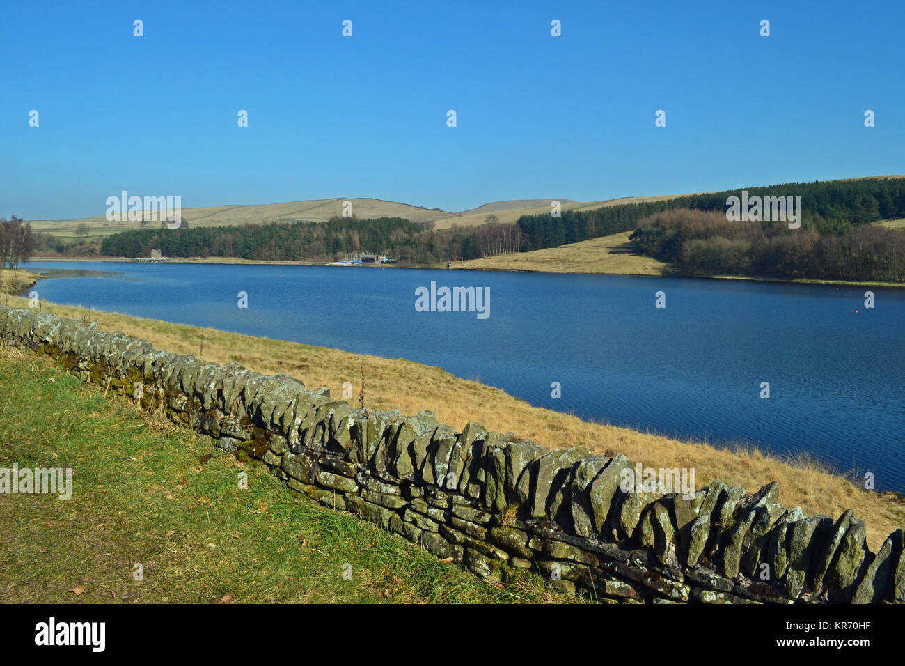 Errwood Reservoir, Goyt Valley, in der Nähe von Buxton, Derbyshire, England, Großbritannien Stockfoto