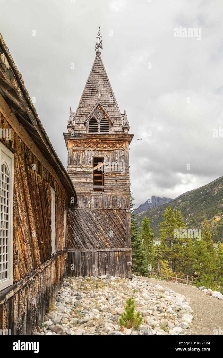 St. Andrew's Presbyterian Church, Bennett Lake, British Columbia, Kanada ist ein anerkannter Bundes Erbe Gebäude in der Chilkoot Trail National Park Stockfoto
