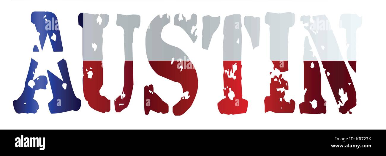 Die Flagge der USA Bundesstaat Texas mit dem Text Austin Stock Vektor