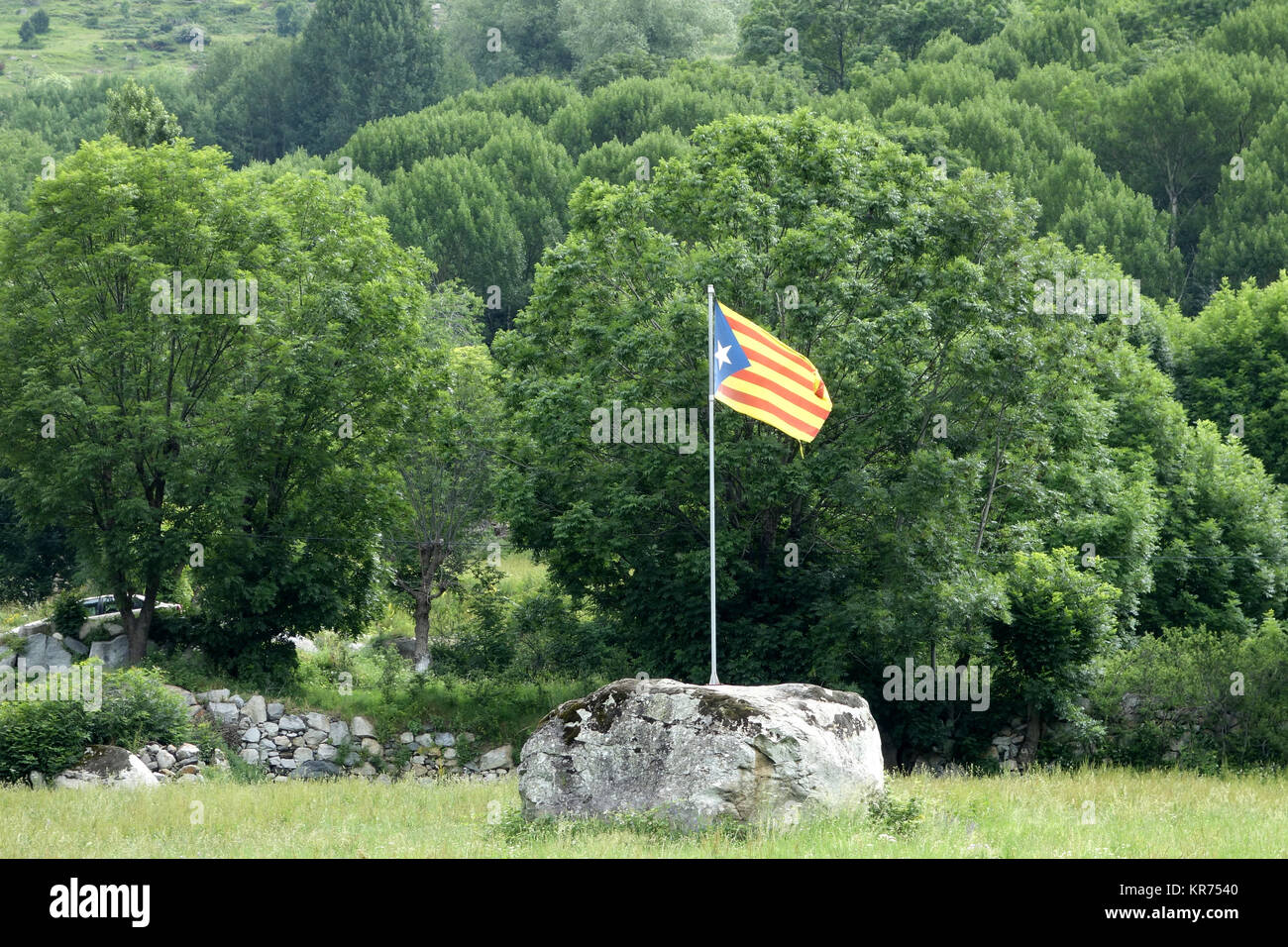 Flagge von Katalonien blava estelada Stockfoto