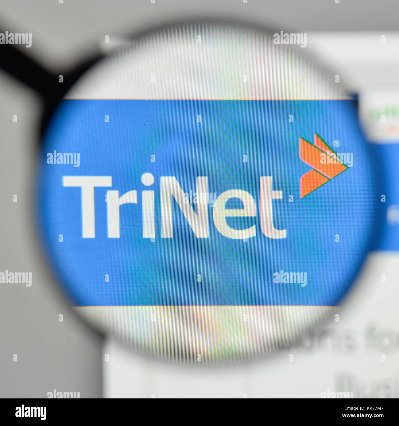 Mailand, Italien - 1. November 2017: TriNet Gruppe Logo auf der Homepage. Stockfoto Mailand, Italien - 1. November 2017: TriNet Gruppe Logo auf der Homepage. Stockfoto