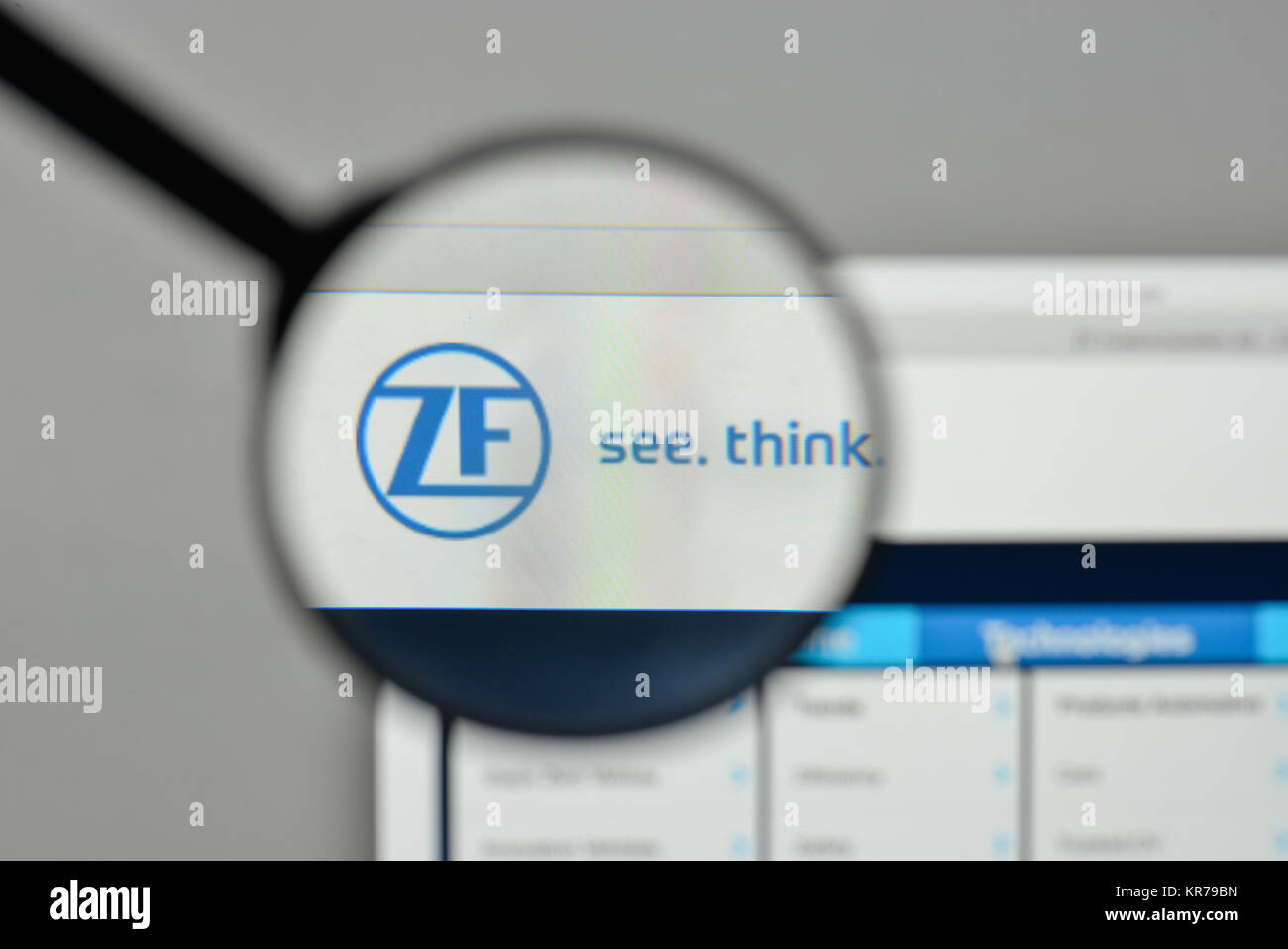 Mailand, Italien - 1. November 2017: ZF Friedrichshafen Logo auf der Homepage. Stockfoto